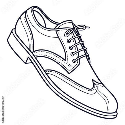 Title: Minimalist of a sneaker with laces and a detailed sole pattern in black and white