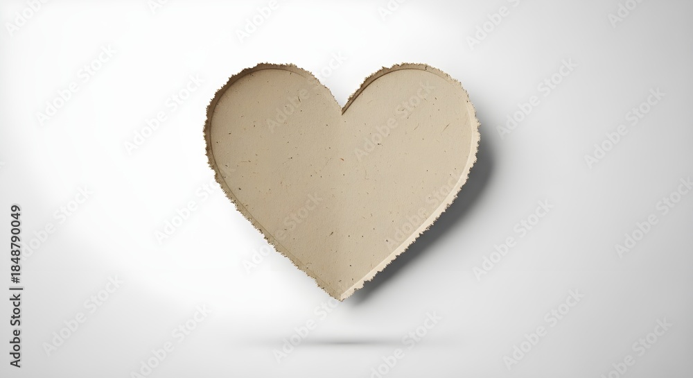 Obraz premium Heart-shaped paper cutout made from kraft texture, minimal shadow.