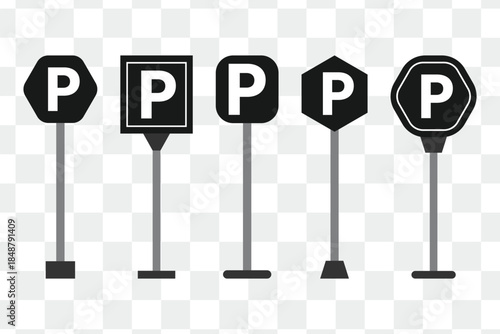 Parking sign with white letter p, traffic and road symbol, urban street design, icon for transportation and public spaces, isolated on white background