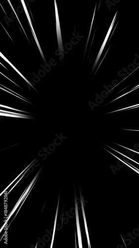 4K Anime Radial Speed Lines Loop Black and White Overlay