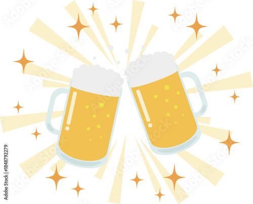 ビールジョッキとサンバースト