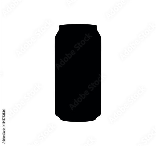 Black aluminum beverage can silhouette isolated on white background