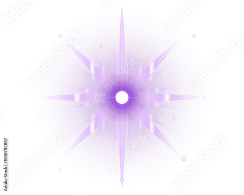 Abstract Glowing Purple Starburst Compass Rose Magic Energy Burst Isolated On Transparent Background