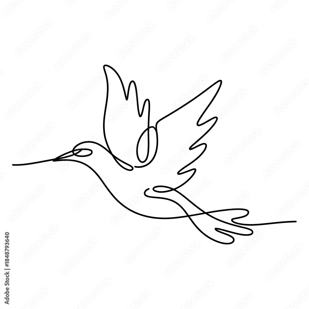 Naklejka premium Line Art Illustration of a Flying Bird , Bird Line Art Vector Illustration