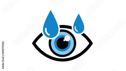 Crying blue eye with tears expressing sadness and emotion