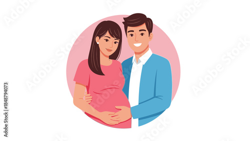 Happy expecting couple embracing during pregnancy moment together