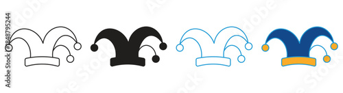  Jester hat icon Set Multiple Style Collection. Vector illustration.
