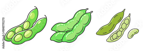 Fresh green edamame pods three ways showing healthy beans ready for snacking or cooking