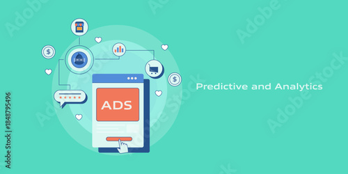 Digital advertising asset connected with virtual AI bot, applies predictive models and machine learning algorithm, forecasting ad campaign effectiveness.