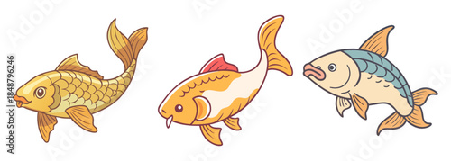 Colorful cartoon fish collection: a vibrant illustration of aquatic creatures