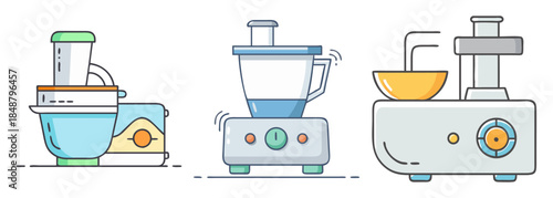 Collection of modern kitchen appliances for efficient food preparation and cooking