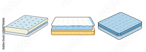 Different types of mattresses and their layered construction for comfortable sleep
