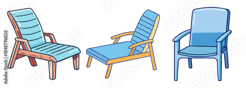 A delightful collection of blue outdoor chairs perfect for relaxation and leisure