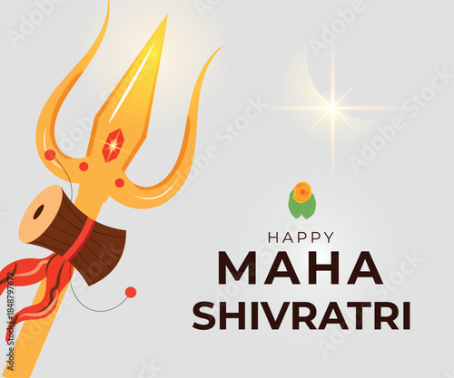Happy Maha Shivratri greeting banner. Hindu celebration card for web design. Vector illustration