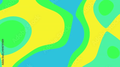 Abstract Organic Shapes and Colors with Smooth Flowing Lines in Vivid Blue Green Yellow Palette