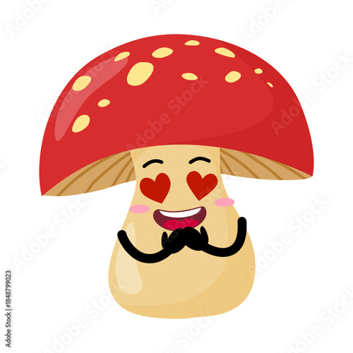 Cute Hand Drawn Crazy In Love Mushroom
