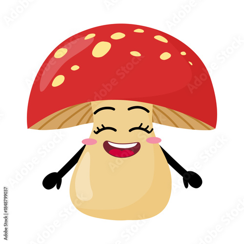 Cute Hand Drawn Mushroom Happy