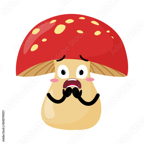 Cute Hand Drawn Scared Mushroom