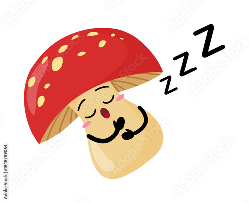 Cute Hand Drawn Mushroom Sleeping