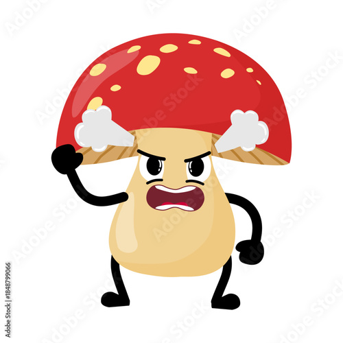Cute Hand Drawn Furious Mad Mushroom