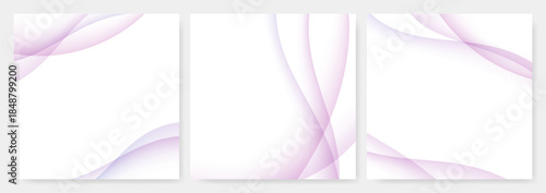 優雅な紫色のグラデーションウェーブ抽象背景セット