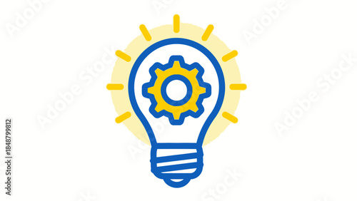 Innovative business idea with gear inside light bulb