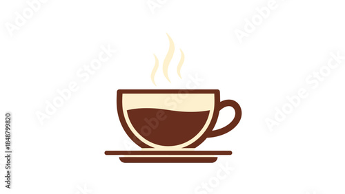 Steaming cup of coffee on a saucer, warm and inviting beverage