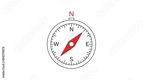 Compass navigation tool with red needle pointing direction