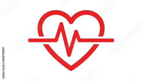 Red heart with ECG line symbolizing love and medical care