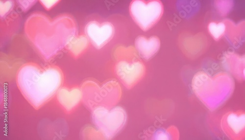 Romantic pink neon heart lights background for Valentine's Day Celebrations.  A vibrant pink background adorned with numerous neon heart lights, perfect for Valentine's Day celebrations, romantic even