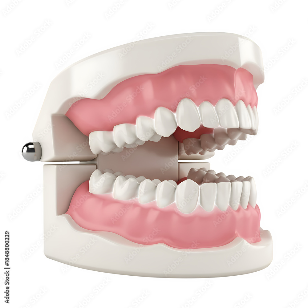 Obraz premium Dental jaw model with healthy teeth anatomy, ideal for medical, dental, and educational use. Isolated on white or transparent background. PNG format.