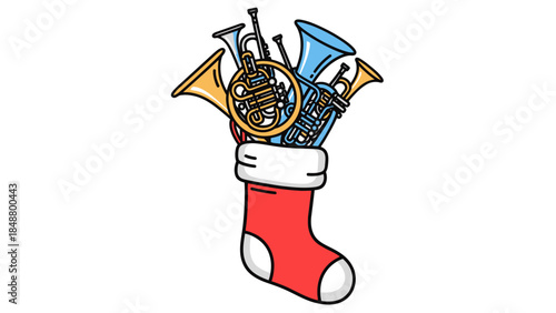 French Horns in Christmas Stocking