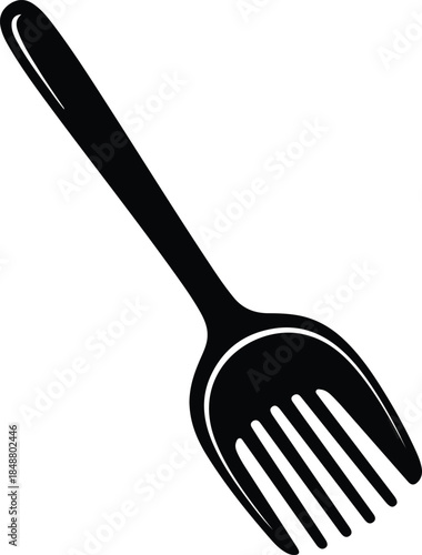 Vector Classic dinner fork tableware utensil kitchen equipment outline black silhouette Illustration