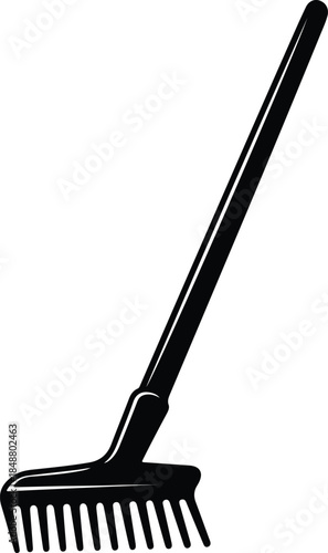 Vector classic garden rake farming tool equipment isolated silhouette Illustration