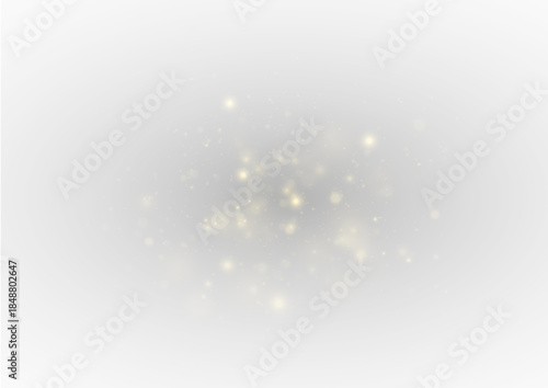 Floating fairy dust sparkles across dark background. Soft glow adds dreamy, festive atmosphere. Perfect for greeting cards, posters, or holiday banners.
