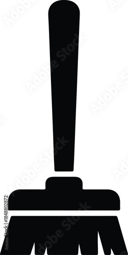 Vector Simple black sweeping broom cleaning equipment icon silhouette Illustration