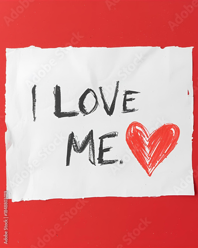 handwritten note, sticky note, white note, red background, handwritten message, self-love, motivational, inspirational, positive message, affirmation, encouragement, love yourself, personal note, cozy