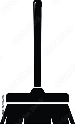 Vector Simple household floor cleaning push broom icon equipment silhouette Illustration