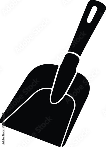 Vector simple handheld cleaning dustpan scoop equipment housekeeping appliance silhouette Illustration