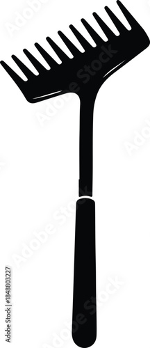 Vector traditional gardening hand rake maintenance tool equipment silhouette Illustration