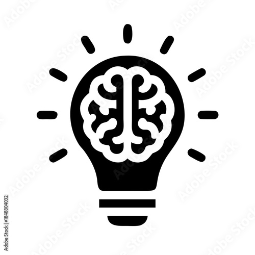 Creative Intelligence Lightbulb Icon - Bright Idea and Insight Symbol