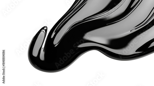 Glossy Black Liquid Texture on Transparent Background