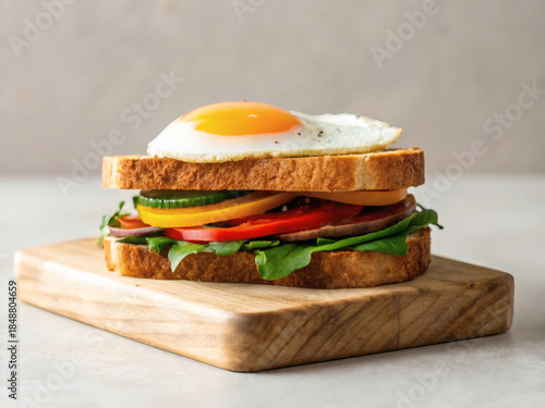 Classic Burger on Wooden Board Isolated