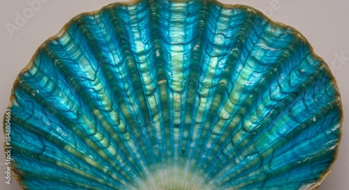 Iridescent Teal Seashell Close Up