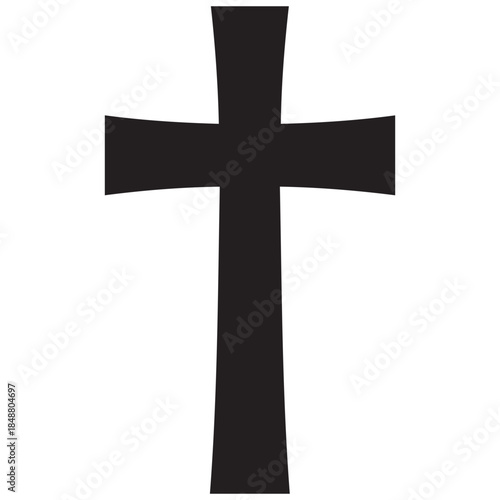 A striking black cross silhouette symbol of faith on a clean white background