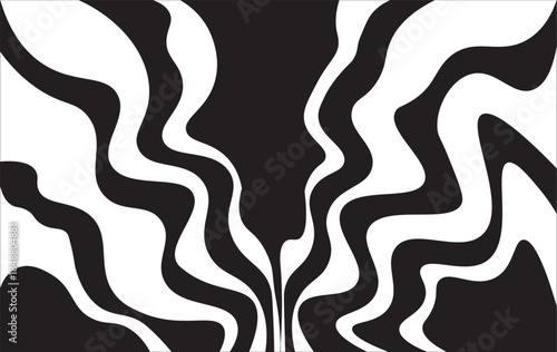 Abstract black and white fluid flowing background.