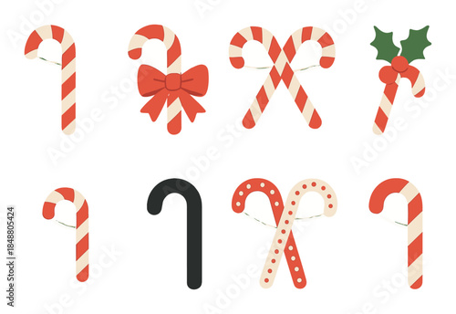 Enchanting candy cane collection with festive decorations and vibrant holiday designs