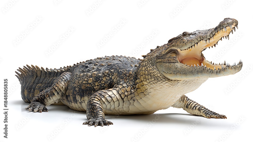 Naklejka premium crocodile with opened mouth isolated on white background