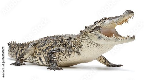 crocodile with opened mouth isolated on white background