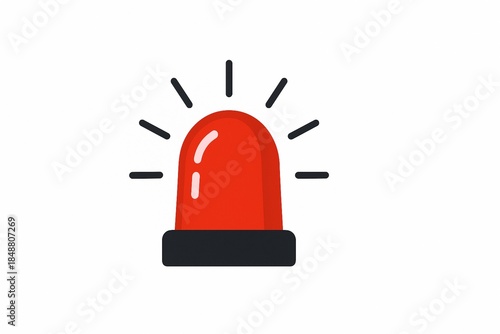 Red Emergency Alert Siren Icon Isolated on White Background.